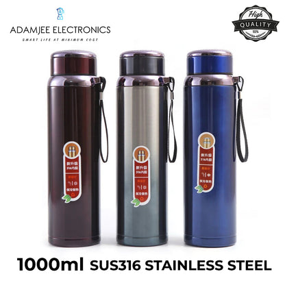 Stainless Steel Vacuum Flask 316 Grade 1000ml – Sports Water Bottle 1 litre – Hot and Cold Thermos